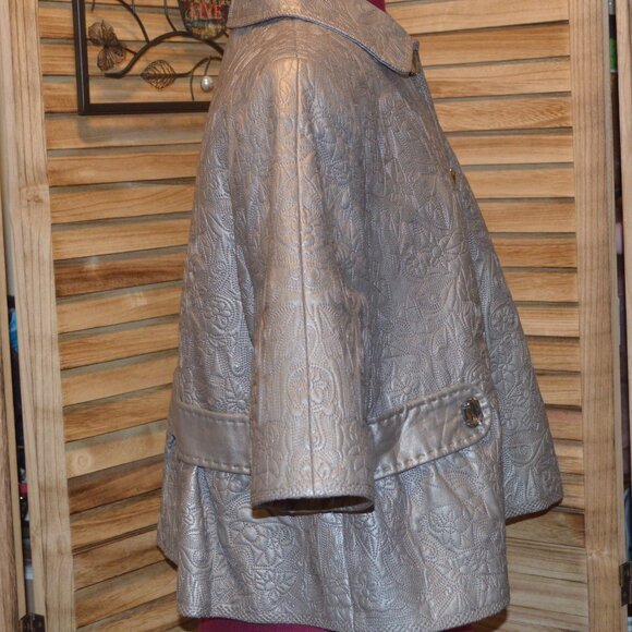 Peter Nygard 16 Dark Silver Genuine Leather Jacket Crystal Buttons - Picture 4 of 11